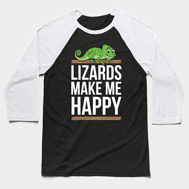 Lizards Make Me Happy Baseball T-Shirt by ThyShirtProject - Affiliate